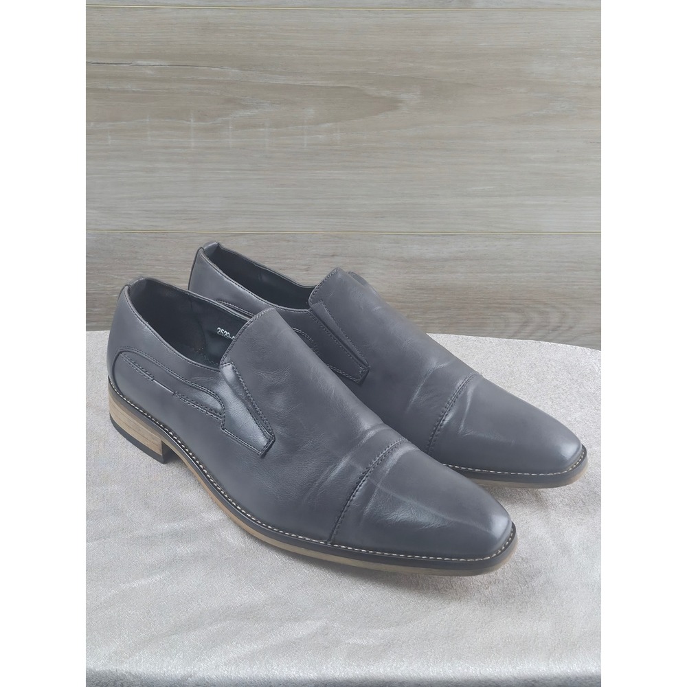 Masimo Cap Toe Slip On Dress Shoes Mens 12 Gray Excellent Leather Loafers